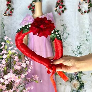Mấn (man) đội đầu, ao dai, headband with pearls 3D flower, Headpiece red new 🎁